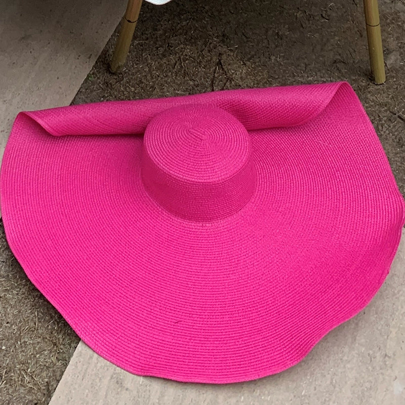 TEEK - Oversized Seaside Summer Brim Straw Hat HAT theteekdotcom Rose Red 9.8in brim 21.7-23.6in/55-60cm 