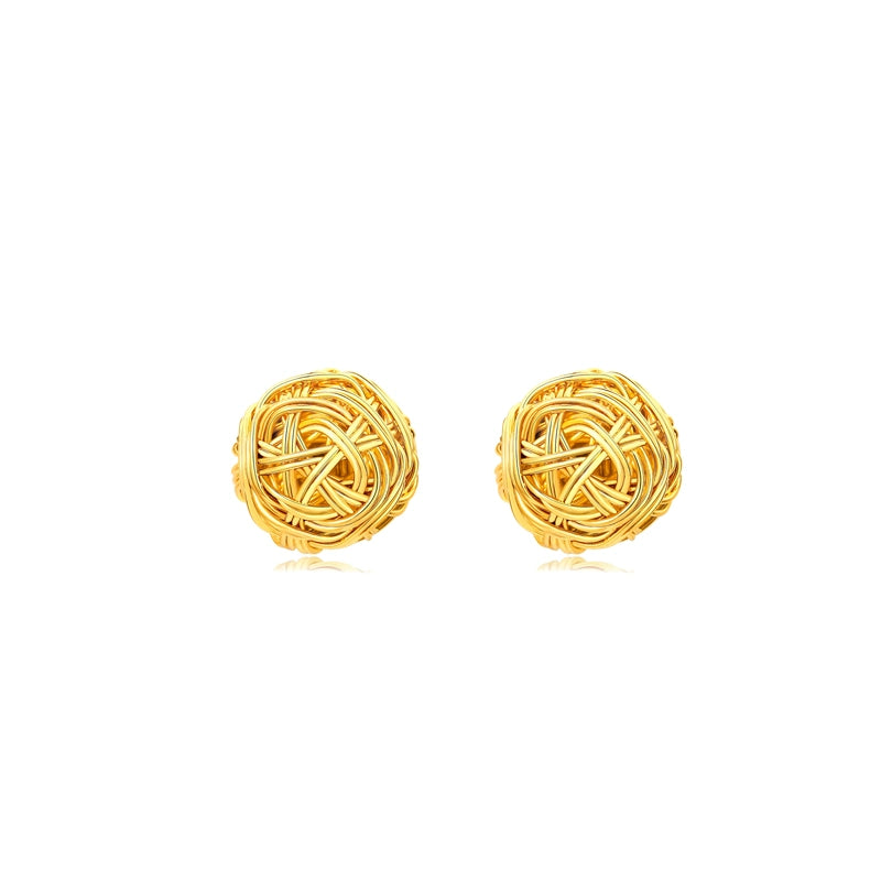 TEEK - Golden Woolen Yarn Ball Earrings JEWELRY theteekdotcom Medium  