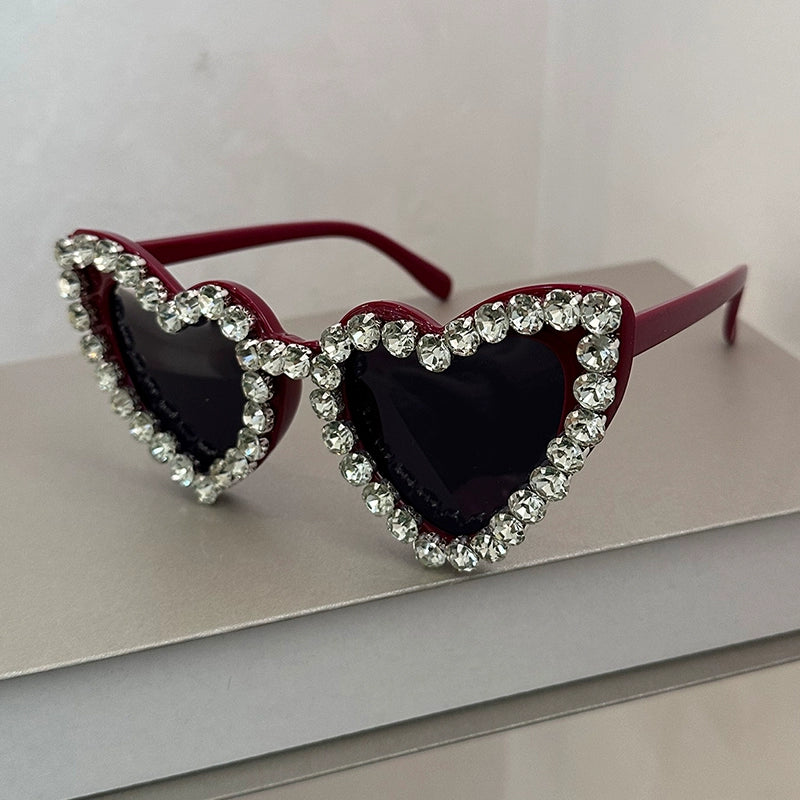 TEEK - Black Heart Sunglasses EYEGLASSES theteekdotcom Wine Red Frame + Black Gray  