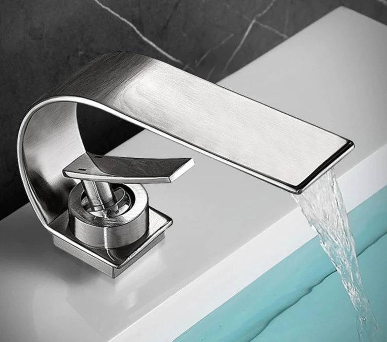 TEEK - Creative Minimalist Copper Bathroom Faucet HOME DECOR theteekdotcom Kapal-Silver (60cm water inlet pipe)  