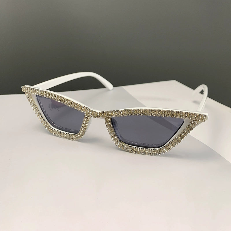 TEEK - Sunshade Sparkle Minimalist Cat Eye Sunglasses EYEGLASSES theteekdotcom White + Gray  