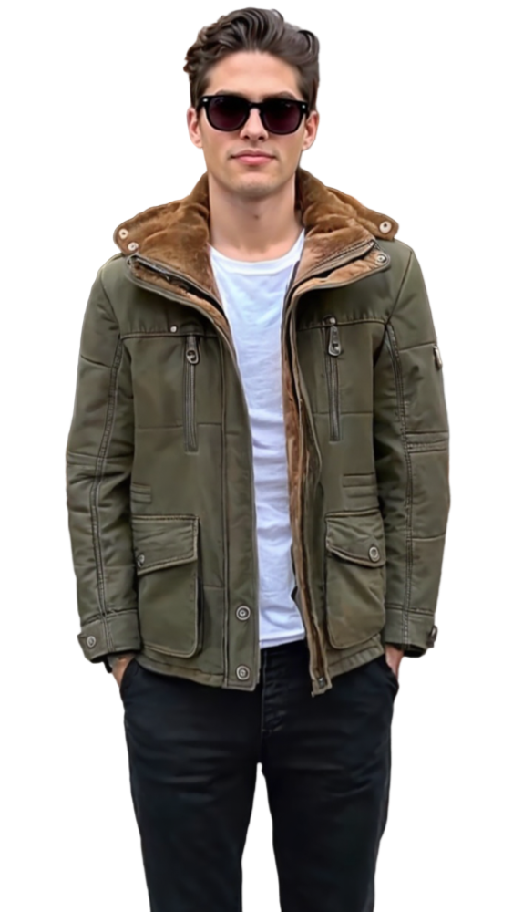 TEEK - Mens Hooded Winter Parka Inner Fleece Coat COAT TEEK 1TFY Army Green XL