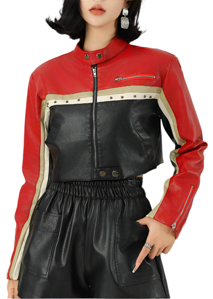 TEEK - Women Cropped Vegan Leather Biker Jacket JACKET TEEK 1TFY