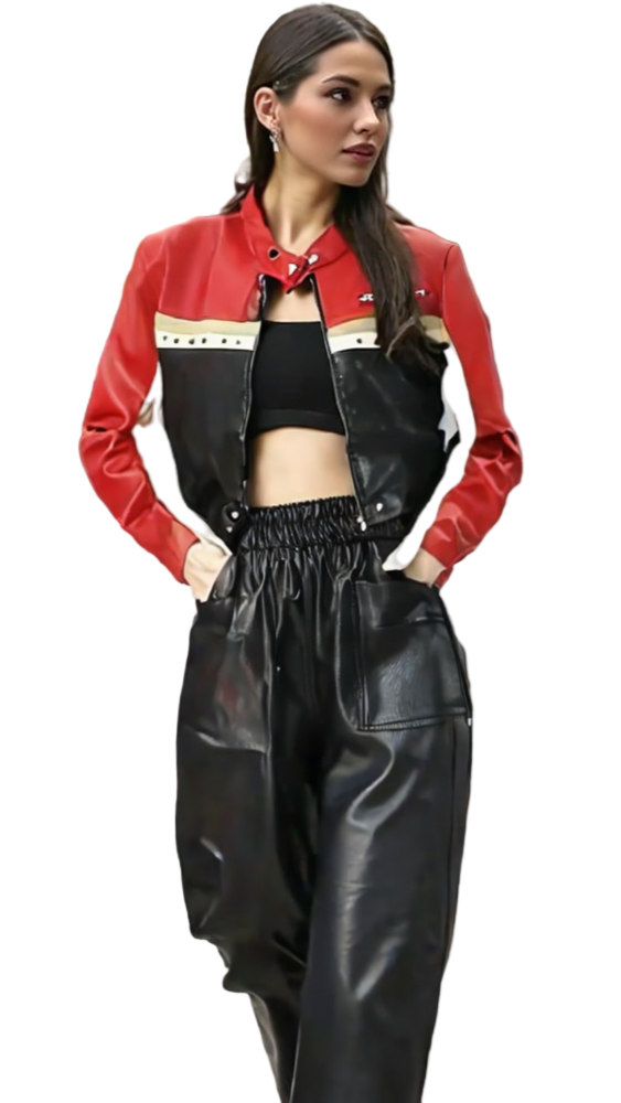 TEEK - Women Cropped Vegan Leather Biker Jacket JACKET TEEK 1TFY S