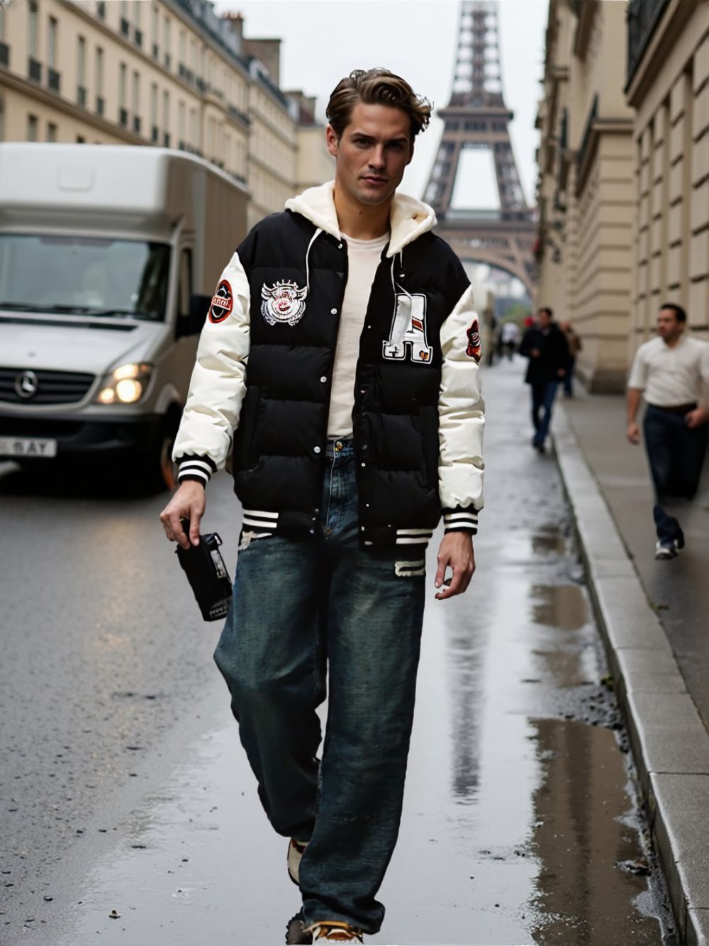 TEEK - Mens Layered Look Hooded Baseball Jacket JACKET TEEK 1TFY