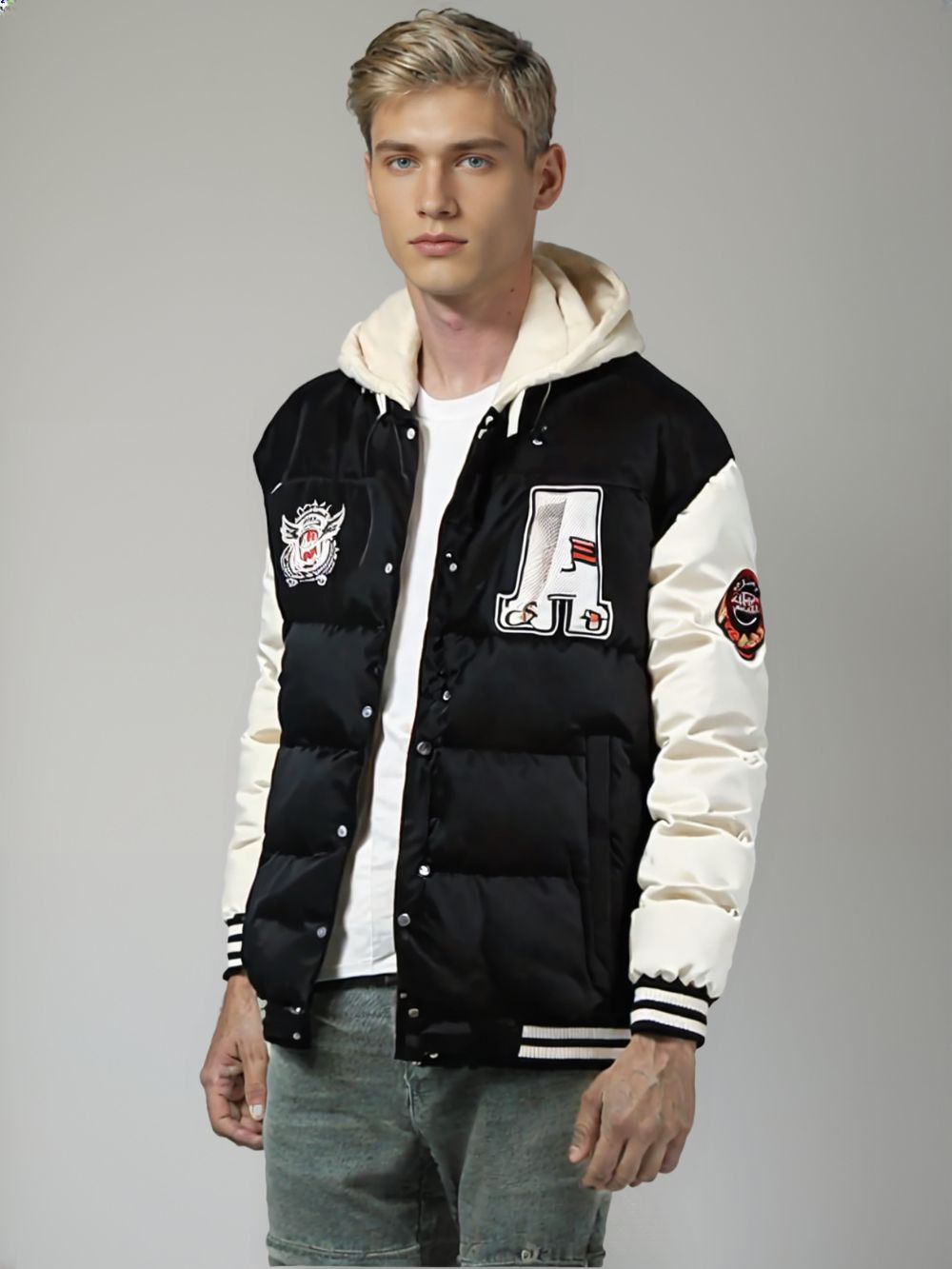 TEEK - Mens Layered Look Hooded Baseball Jacket JACKET TEEK 1TFY
