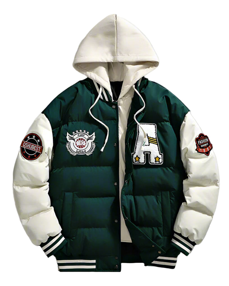 TEEK - Mens Layered Look Hooded Baseball Jacket JACKET TEEK 1TFY