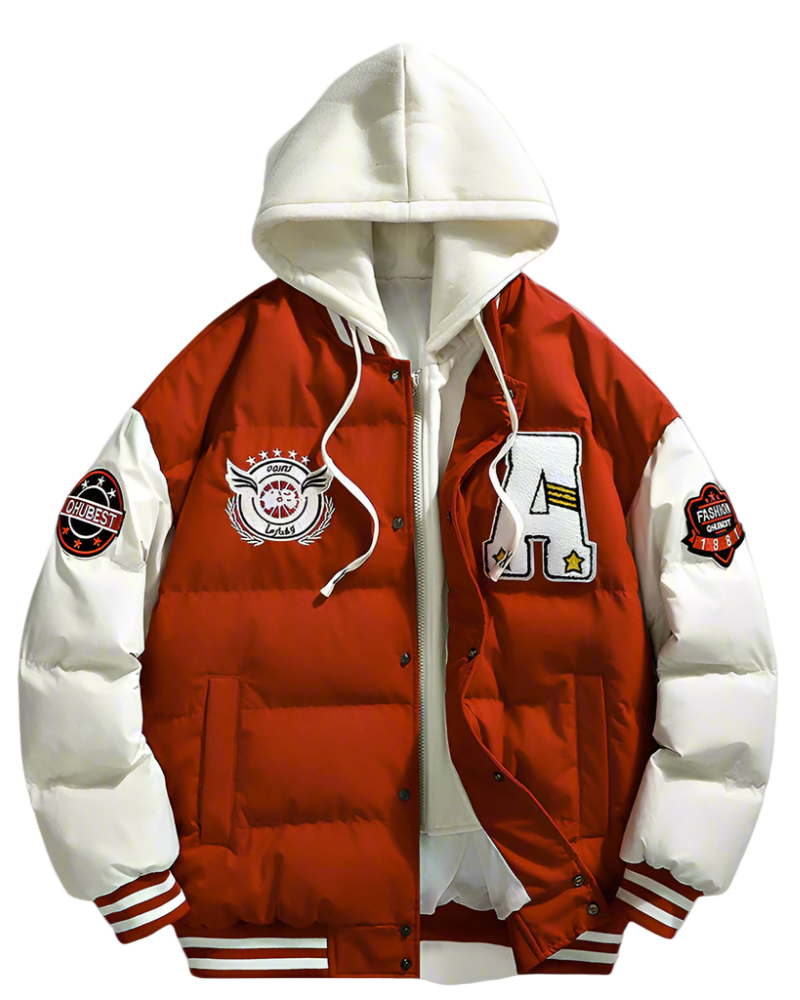 TEEK - Mens Layered Look Hooded Baseball Jacket JACKET TEEK 1TFY