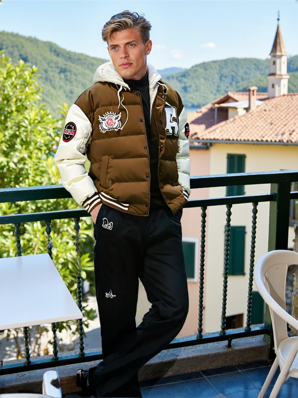 TEEK - Mens Layered Look Hooded Baseball Jacket JACKET TEEK 1TFY