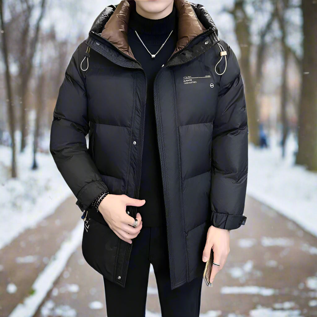 TEEK - Mens Hooded Zipper Puffy Pocketed Coat COAT TEEK 1TFY Black S