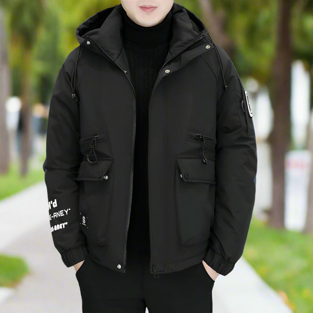 TEEK - Mens High Collar Zipper Hooded Jacket COAT TEEK 1TFY