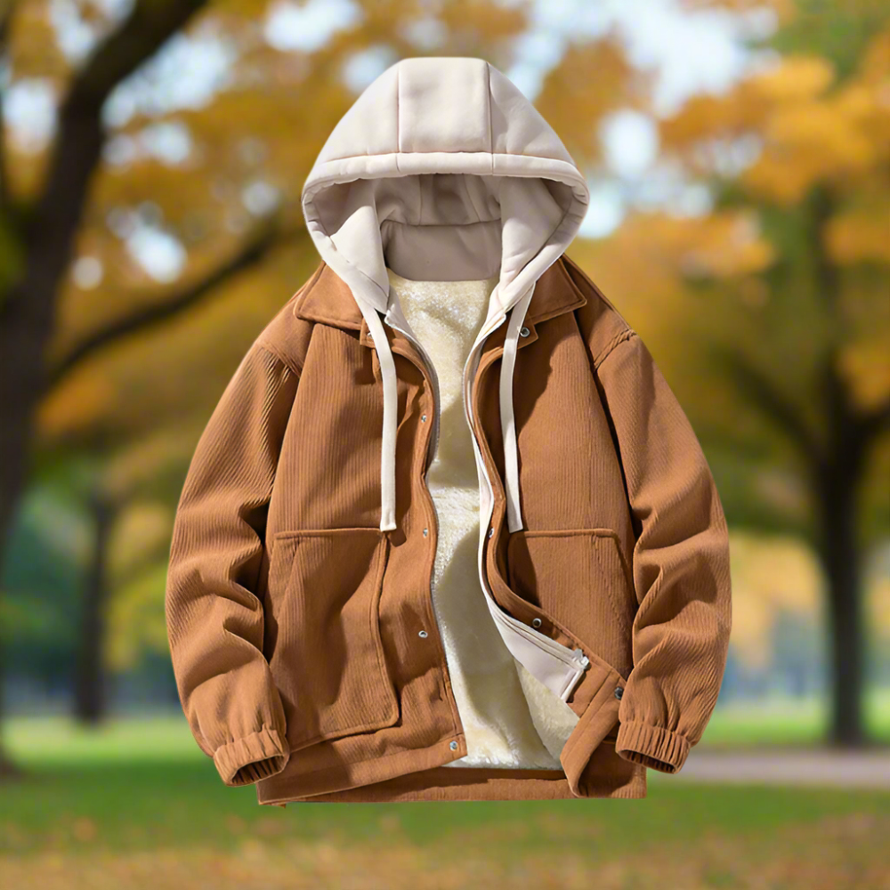 TEEK - Mens Layered Look Hooded Corduroy Fake Fur Lined Jacket JACKET TEEK 1TFY