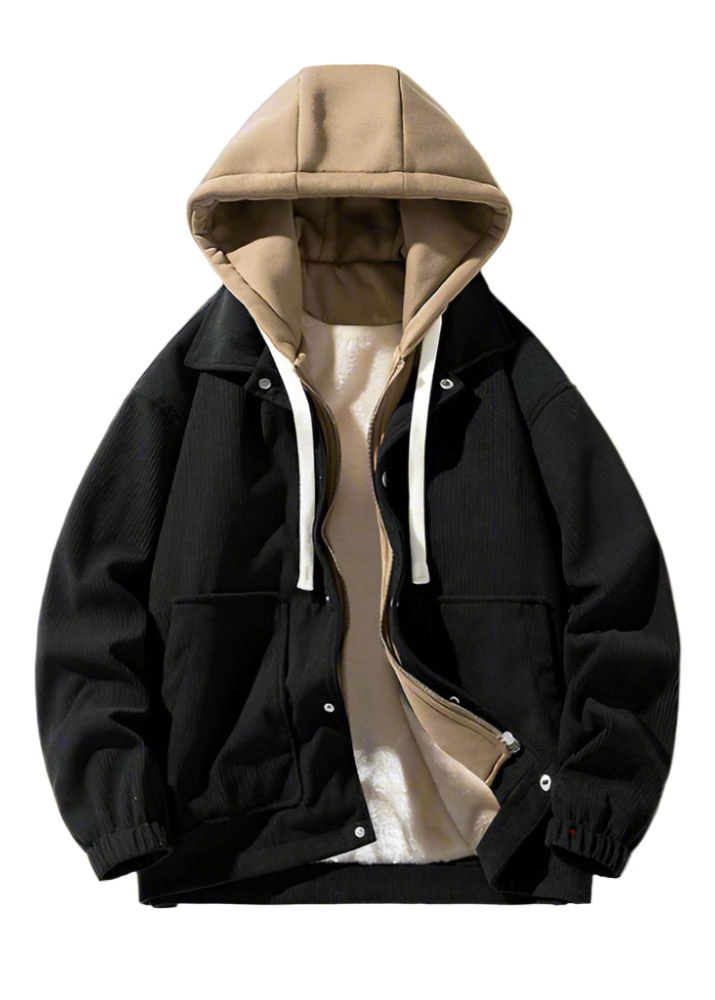 TEEK - Mens Layered Look Hooded Corduroy Fake Fur Lined Jacket JACKET TEEK 1TFY