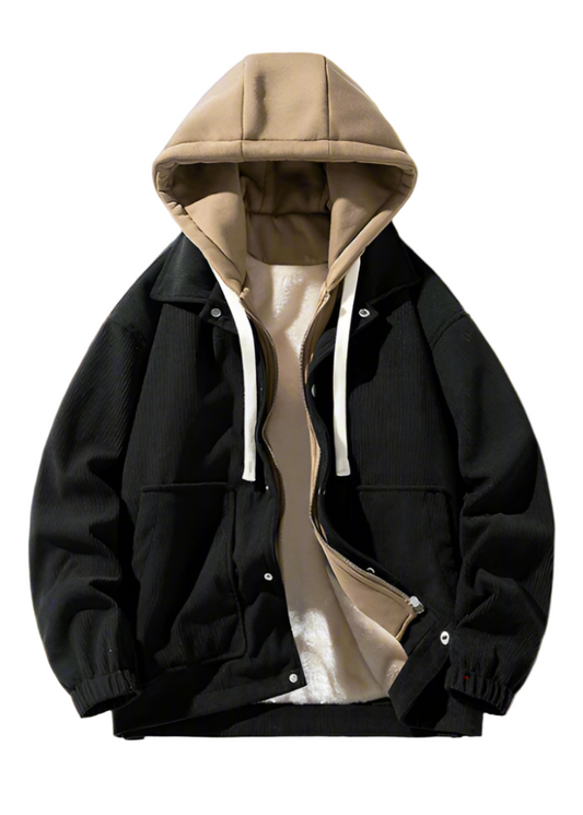 TEEK - Mens Layered Look Hooded Corduroy Fake Fur Lined Jacket JACKET TEEK 1TFY