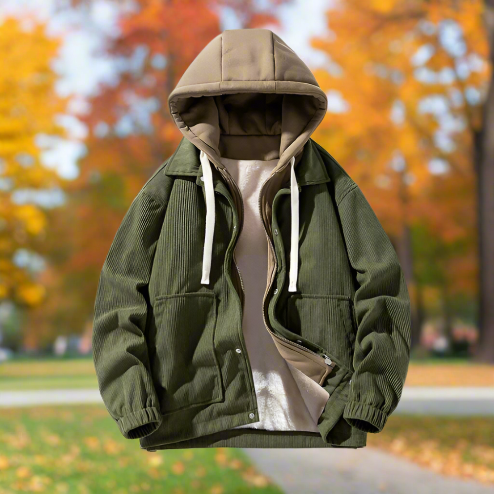 TEEK - Mens Layered Look Hooded Corduroy Fake Fur Lined Jacket JACKET TEEK 1TFY