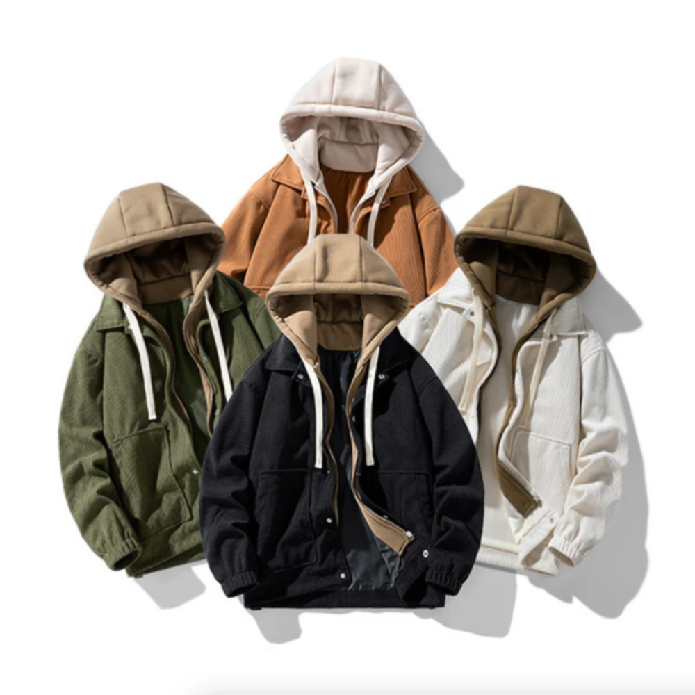 TEEK - Mens Layered Look Hooded Corduroy Fake Fur Lined Jacket JACKET TEEK 1TFY