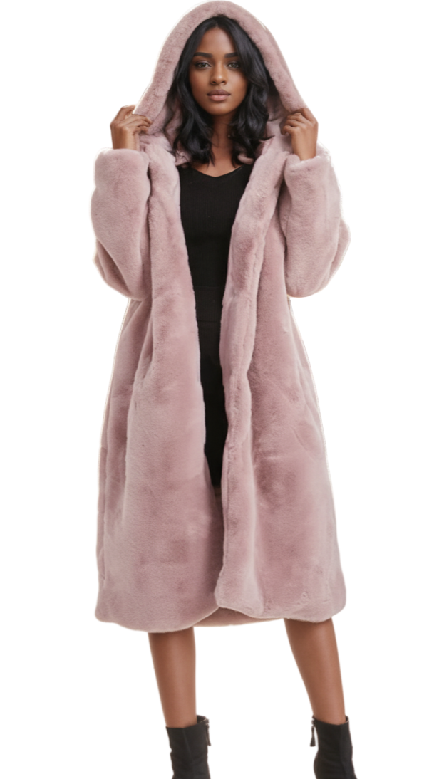 TEEK - Hooded Faux Fur Pocketed Coat COAT TEEK 1TFY