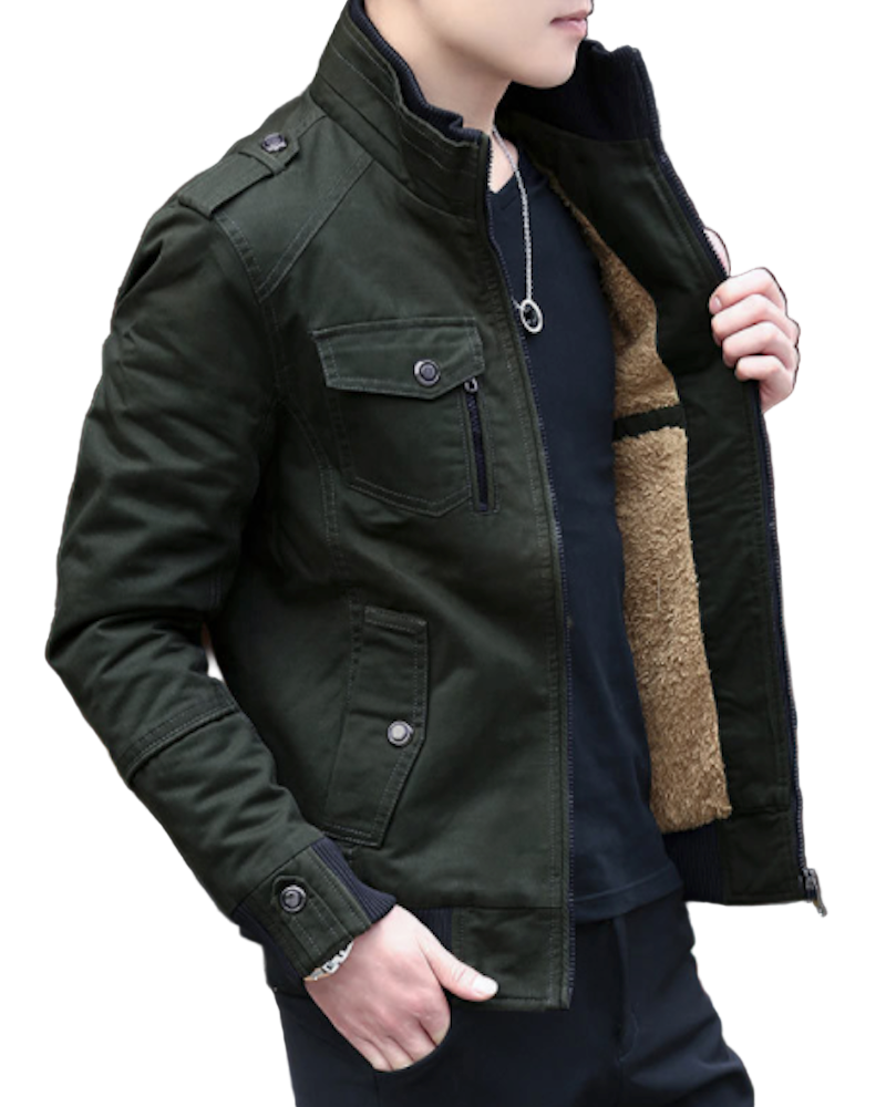 TEEK - Mens Military Style Faux Fur Lining Jacket JACKET TEEK 1TFY Army Green S