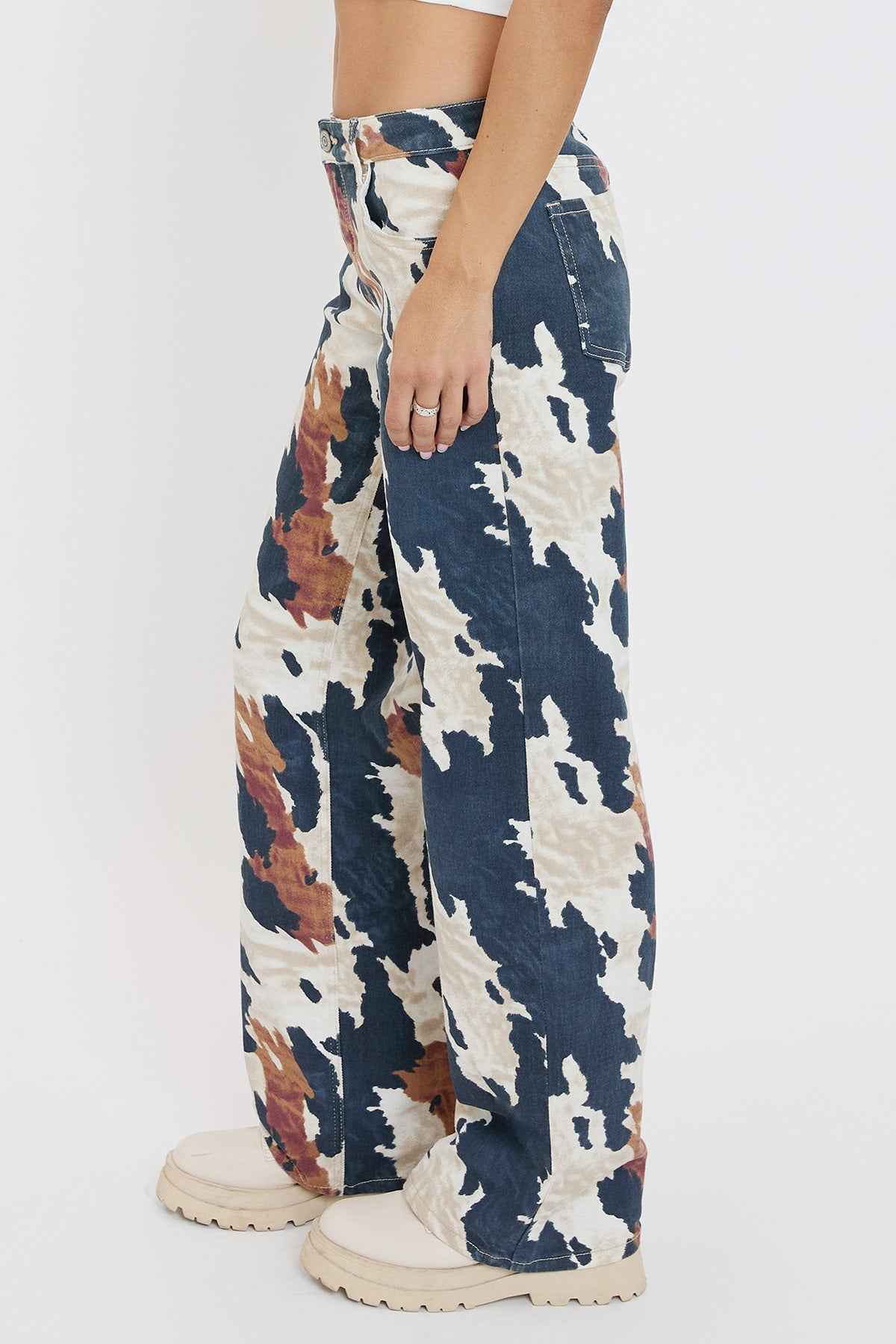 TEEK - Womens Wide Leg Britney Printed Low Rise Jeans JEANS TEEK YMJ