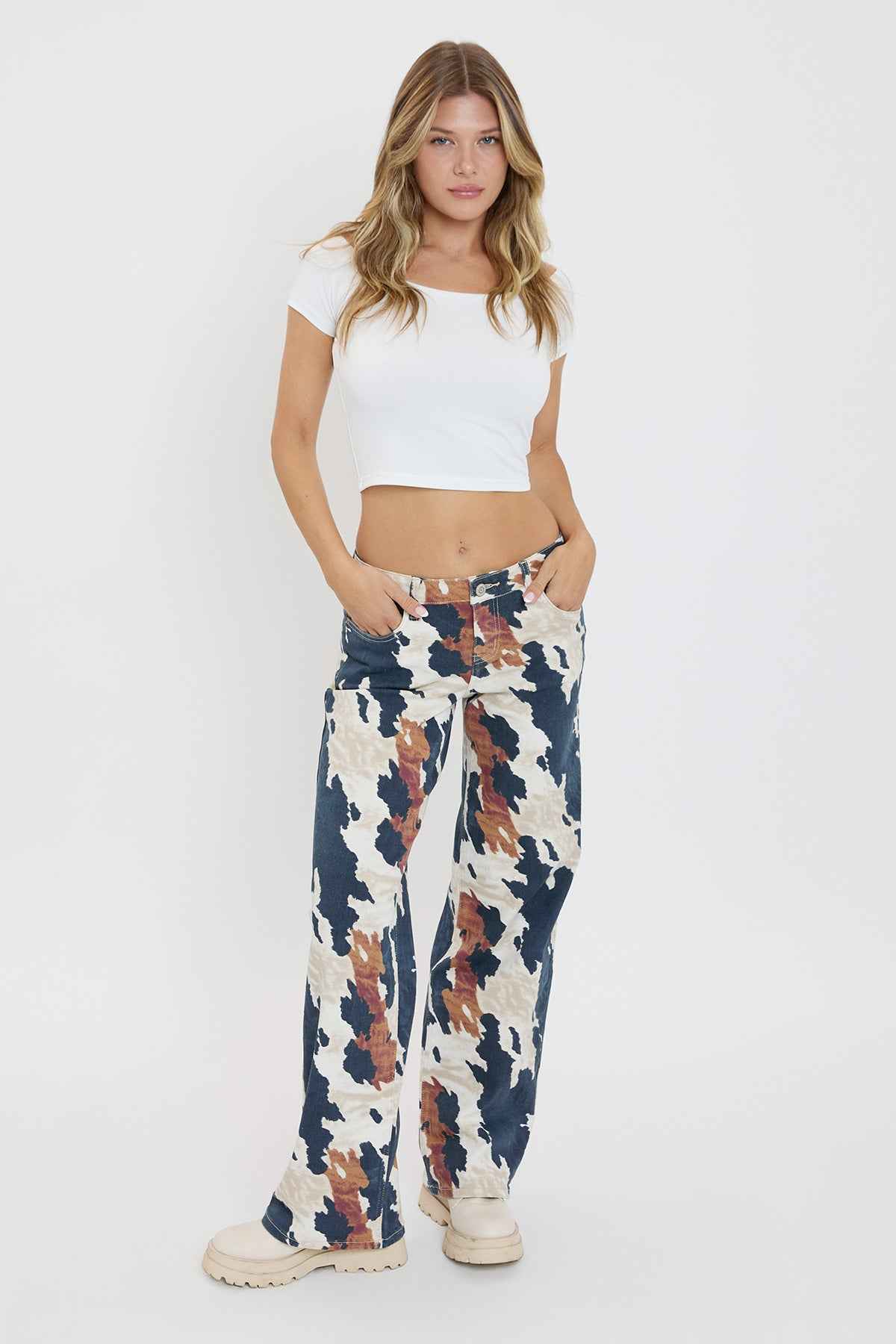 TEEK - Womens Wide Leg Britney Printed Low Rise Jeans JEANS TEEK YMJ Dallas 1