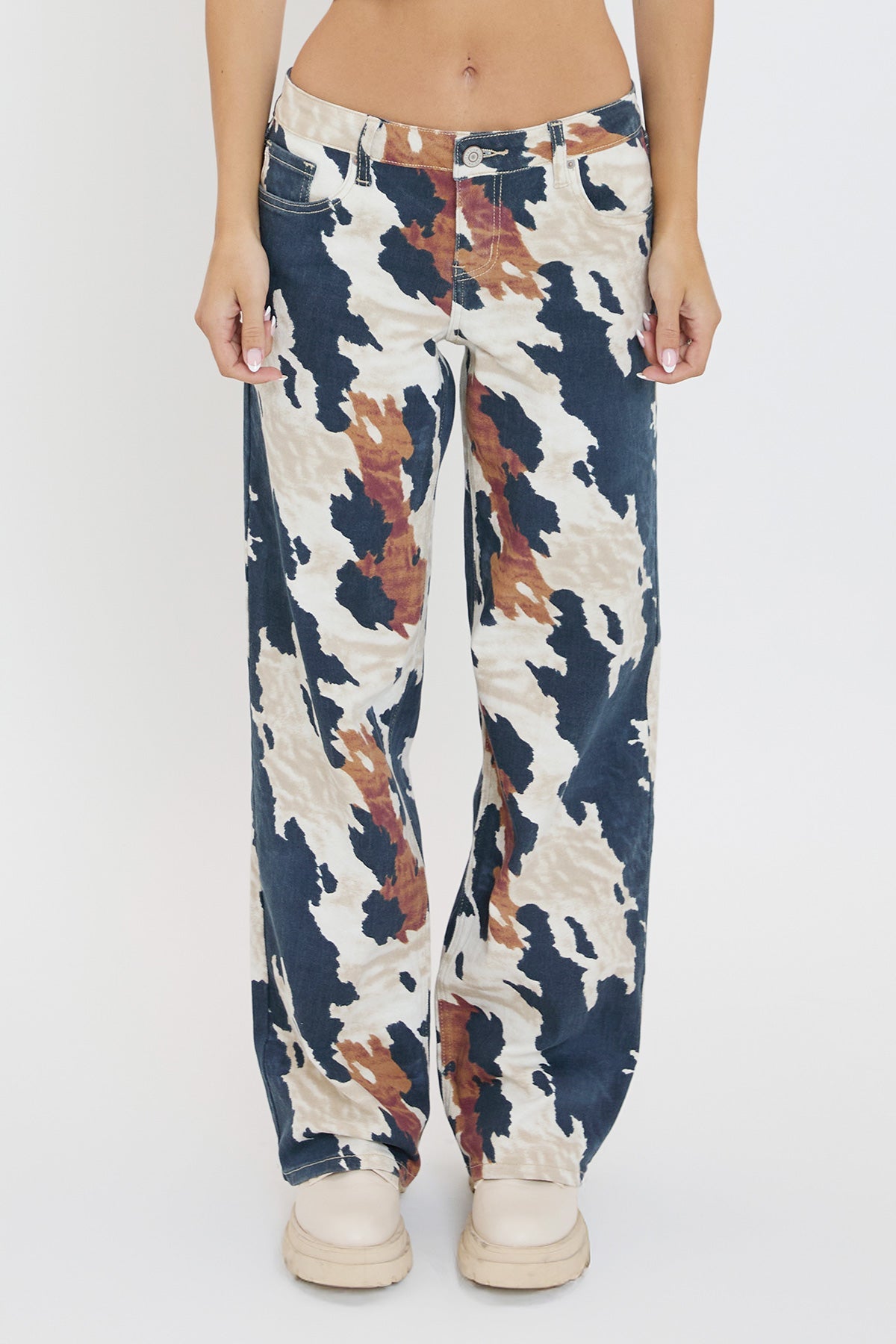 TEEK - Womens Wide Leg Britney Printed Low Rise Jeans JEANS TEEK YMJ