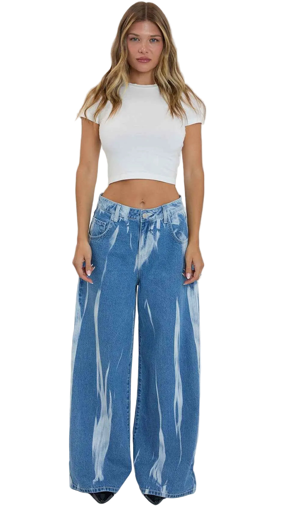 TEEK - Womens Wide Leg Billie Baggy Jeans JEANS TEEK YMJ C Sky Blue Rips 1