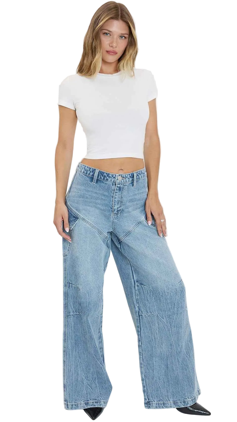 TEEK - Womens Slanted Cargo Wide Leg Jeans JEANS TEEK YMJ