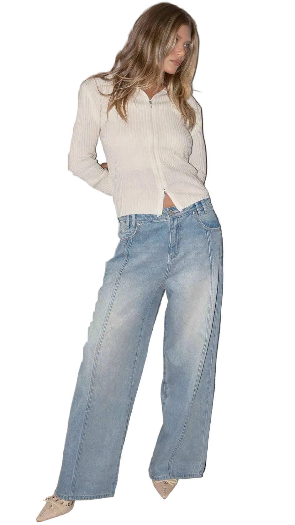TEEK - Womens Relaxed Extra Baggy Wide Leg Jeans JEANS TEEK YMJ J Faded Blue 1