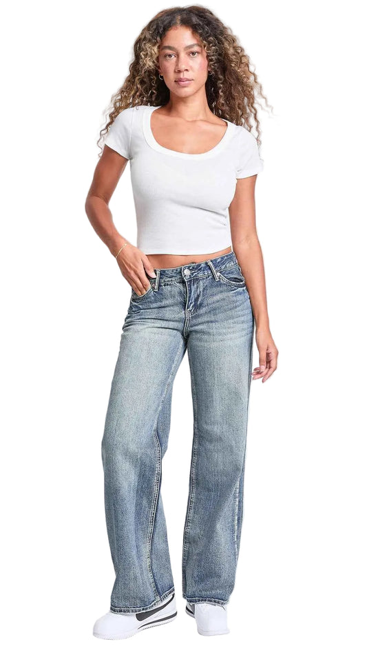 Women's Wide Leg Low Rise Rigid Jeans