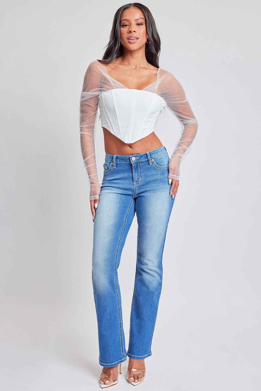 Women's Heavy Stitch with Embroidered Pockets Bootcut Jeans