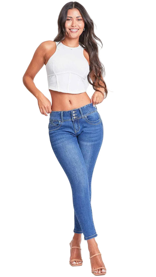 Women's 3 Button Sustainable WannaBettaButt  Skinny Jeans