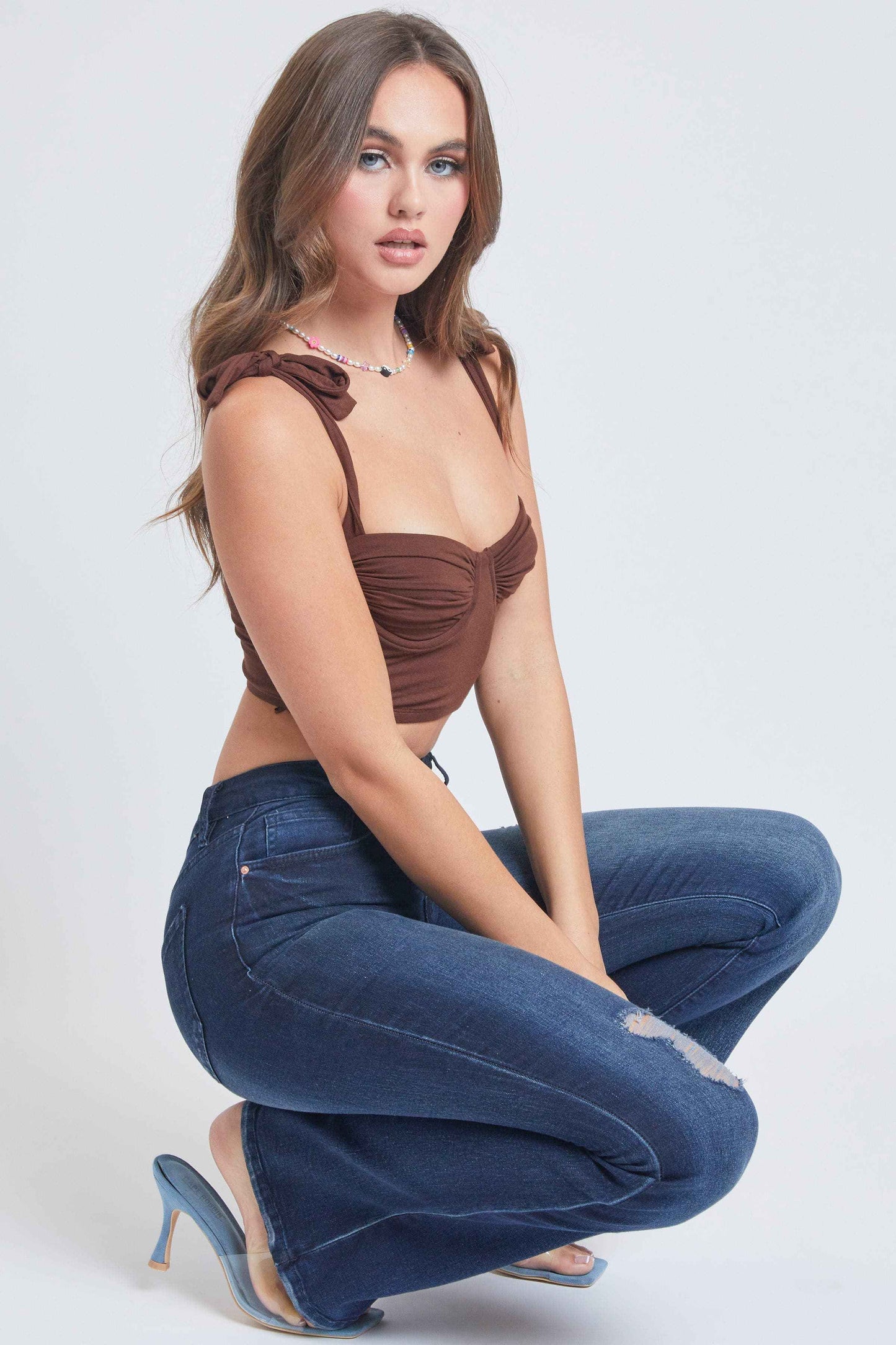 Women's Flare Essential Distressed Jeans-Distressed