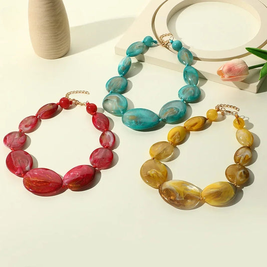 TEEK - Colorful Big Resin Stone Necklaces JEWELRY theteekdotcom   