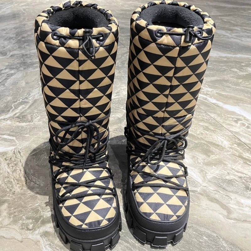 TEEK - Women's Drawstring Thick Snow Boots SHOES theteekdotcom pattern 5.5 