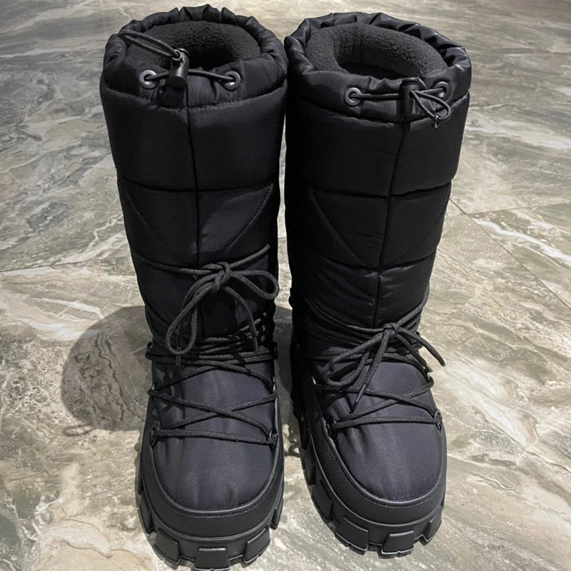 TEEK - Women's Drawstring Thick Snow Boots SHOES theteekdotcom black 5.5 