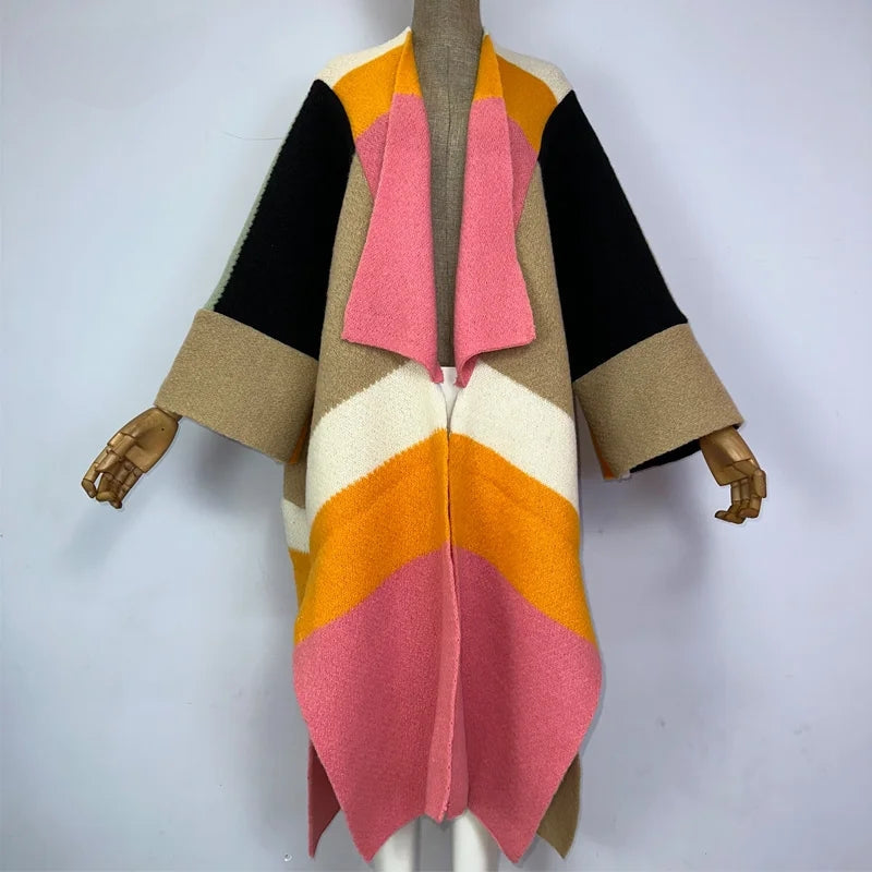 TEEK - Knitted Kaftan Color Block Shawl SHAWL theteekdotcom 2 One Size 