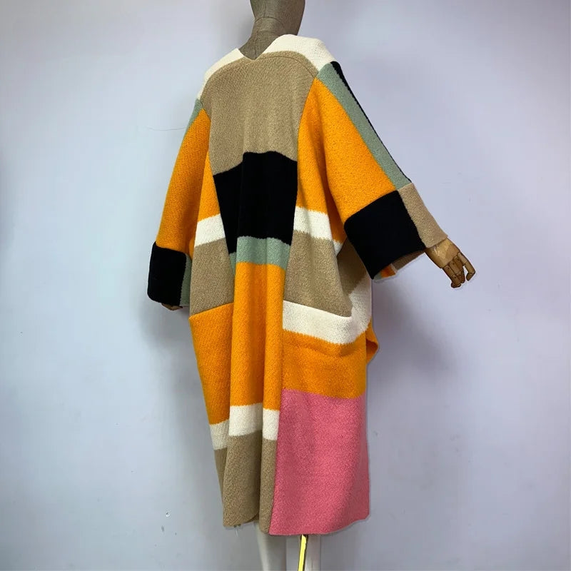 TEEK - Knitted Kaftan Color Block Shawl SHAWL theteekdotcom   