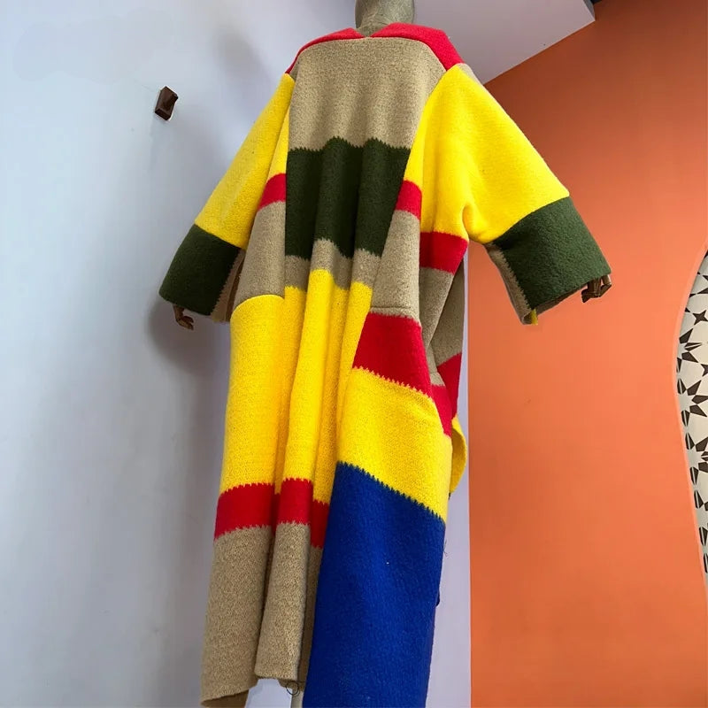 TEEK - Knitted Kaftan Color Block Shawl SHAWL theteekdotcom   