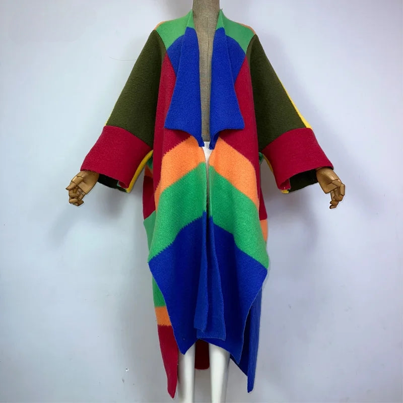 TEEK - Knitted Kaftan Color Block Shawl SHAWL theteekdotcom 3 One Size 