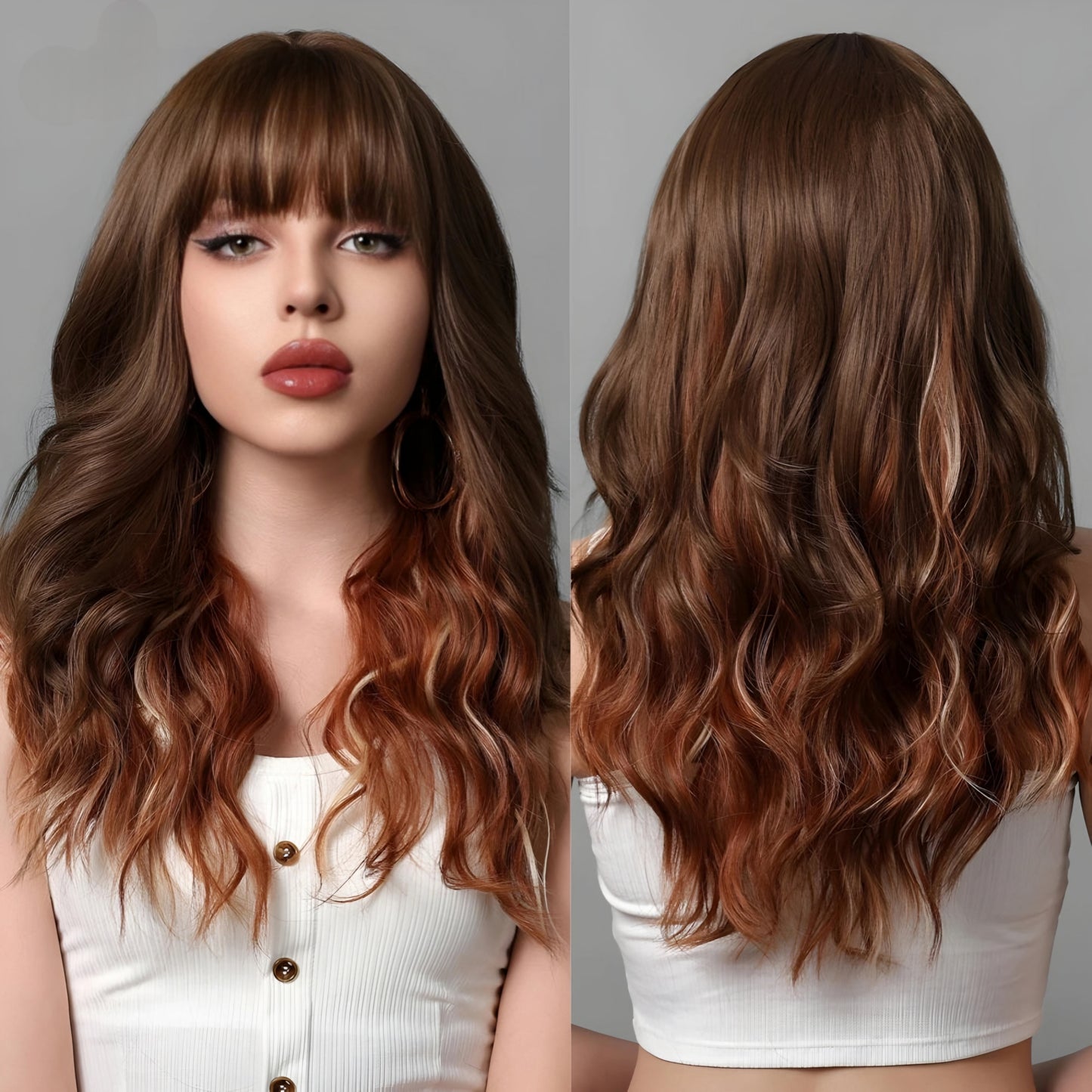 TEEK - Medium Length Wavy Bang Synthetic Wig HAIR theteekdotcom LC1086-1  