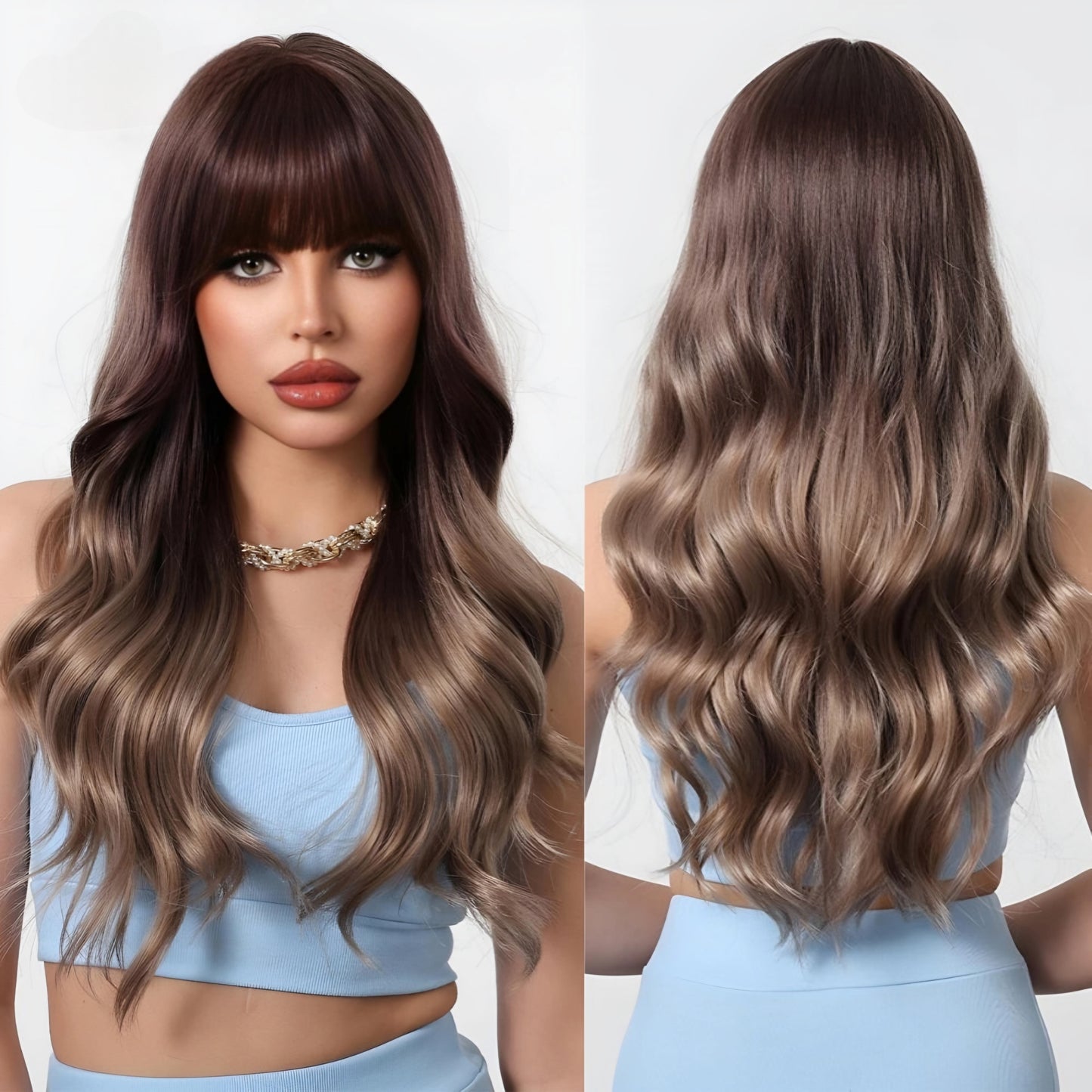 TEEK - Medium Length Wavy Bang Synthetic Wig HAIR theteekdotcom LC1170-1  