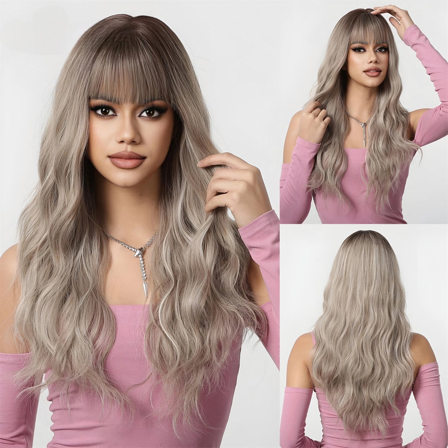 TEEK - Medium Length Wavy Bang Synthetic Wig HAIR theteekdotcom LC1126-1  