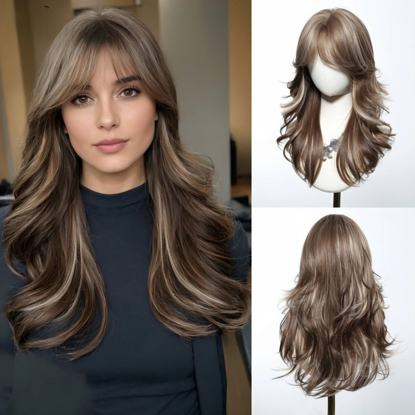 TEEK - Medium Length Wavy Bang Synthetic Wig HAIR theteekdotcom SWLC3076-1BR20  