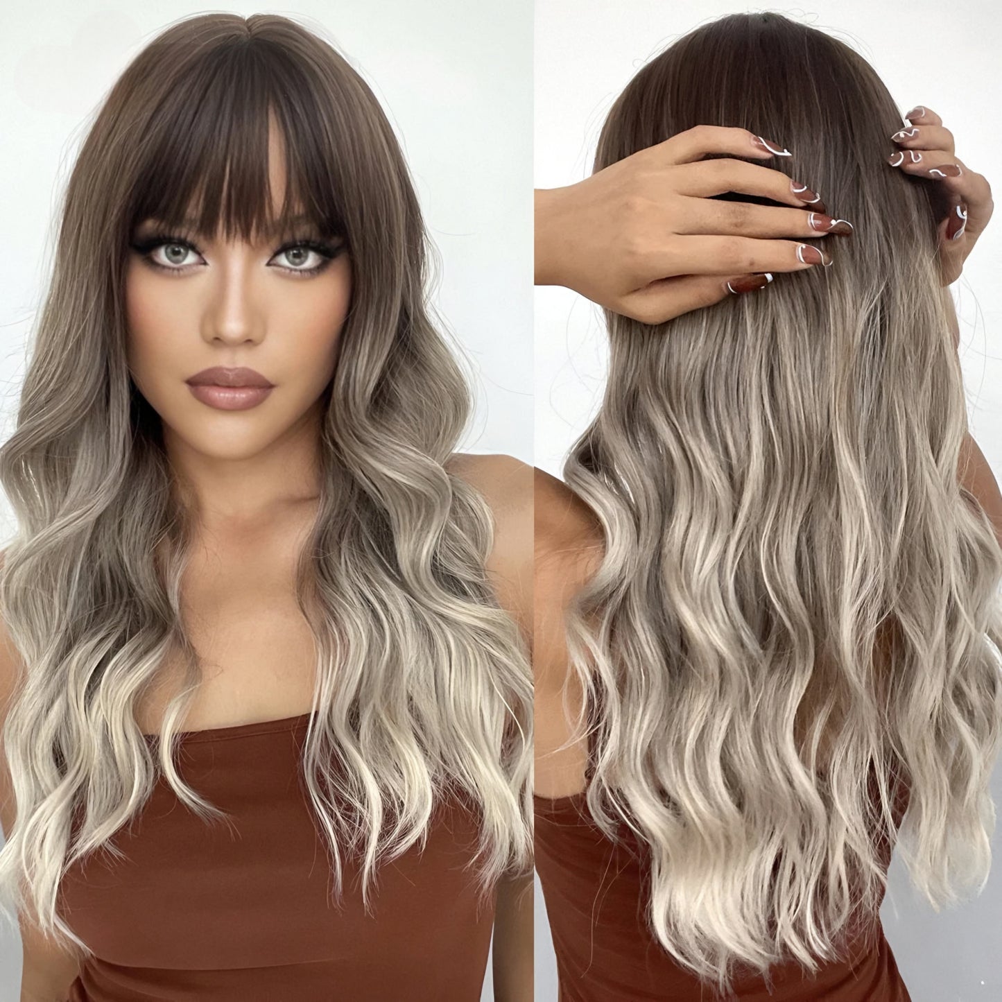 TEEK - Medium Length Wavy Bang Synthetic Wig HAIR theteekdotcom LC303-1  