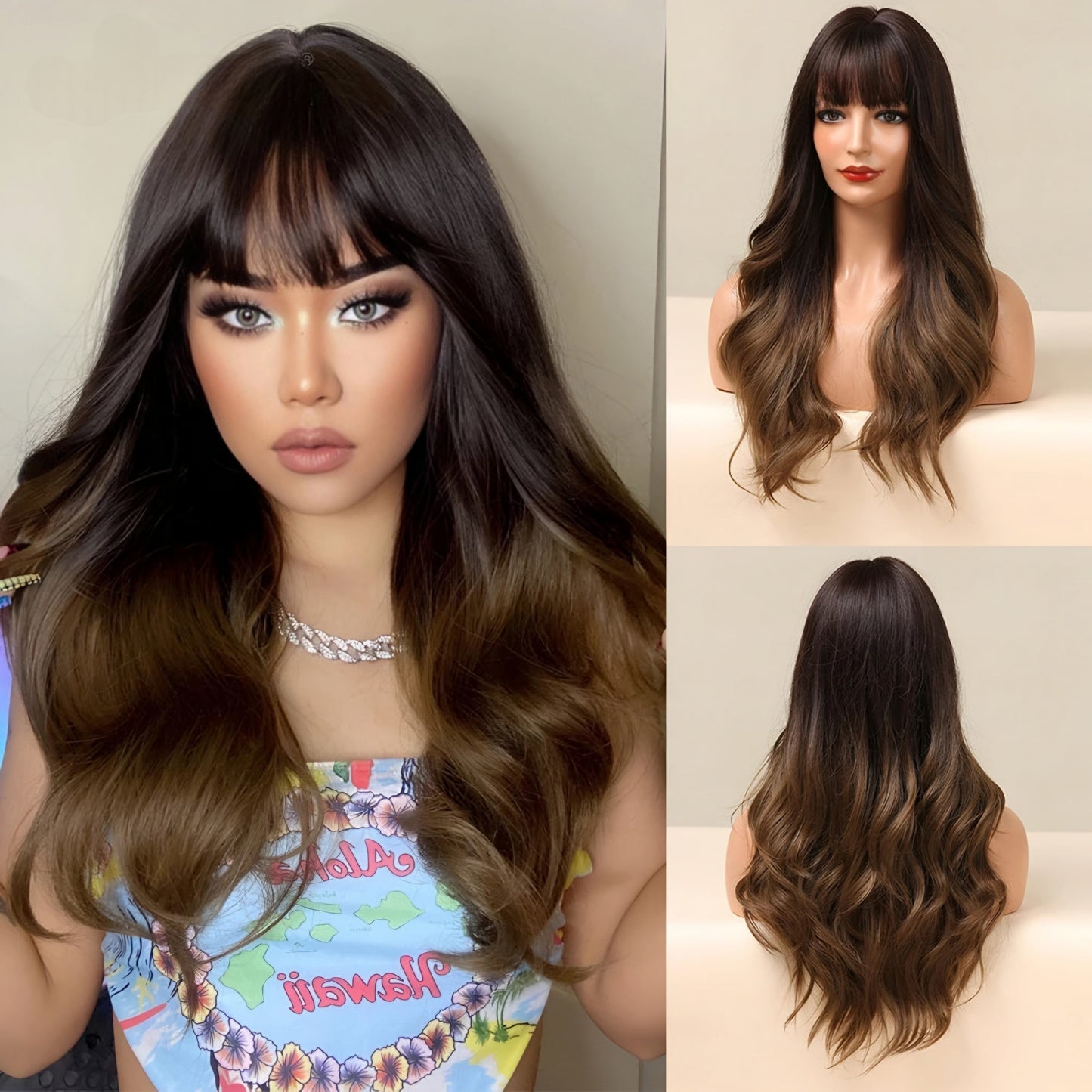 TEEK - Medium Length Wavy Bang Synthetic Wig HAIR theteekdotcom LC226-3  