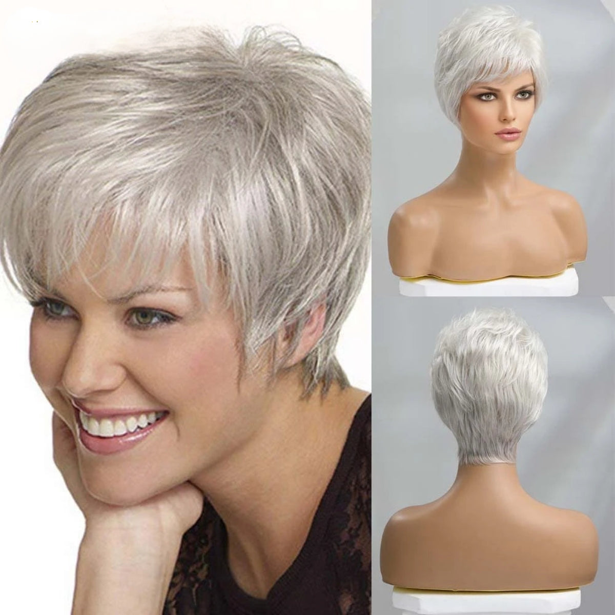 TEEK - Short Champagne Blonde Pixie Cut Wig HAIR theteekdotcom Wig-WM3025-6 30% Human Hair 