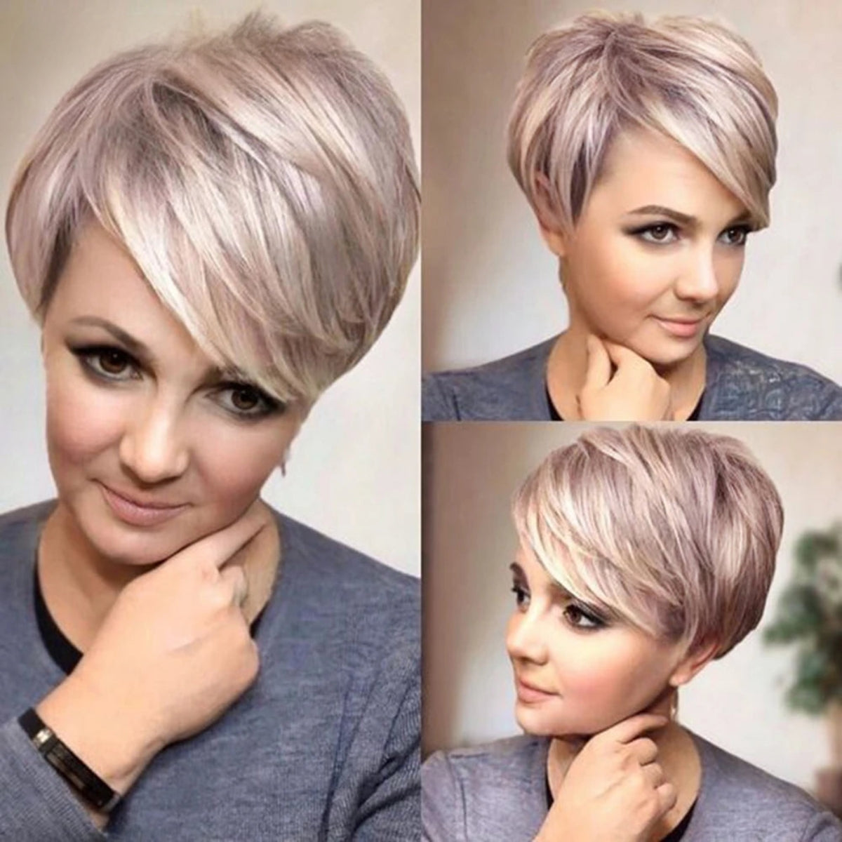 TEEK - Short Champagne Blonde Pixie Cut Wig HAIR theteekdotcom Wig-WM3064-1 30% Human Hair 