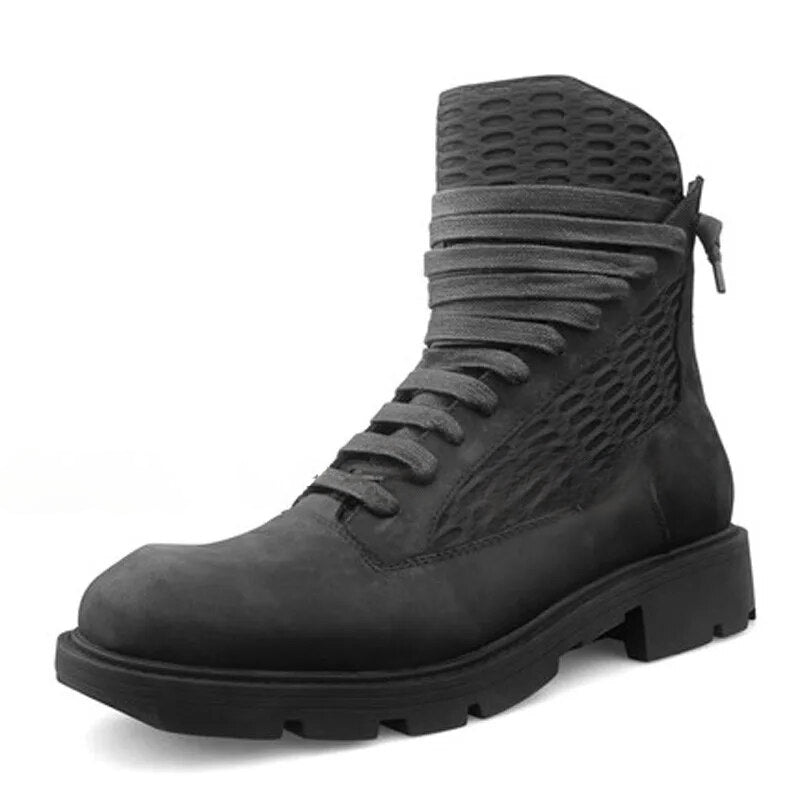 TEEK - OS Mens Layered Laced Zip Black Boots SHOES theteekdotcom Black 7.5 