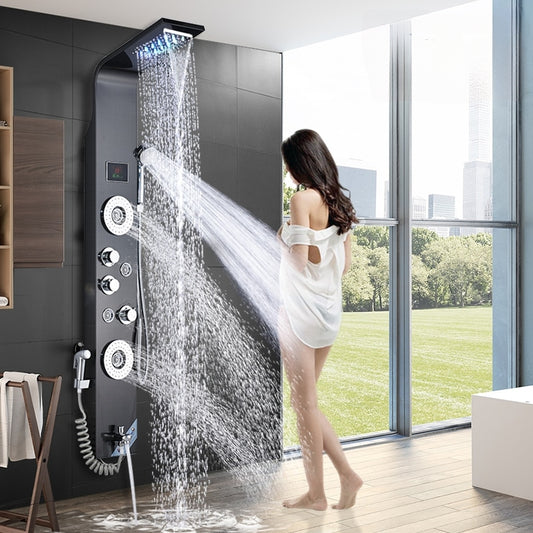 TEEK - Deluxe Waterfall Sprayer LED Jet Shower Column System BATHROOM theteekdotcom   