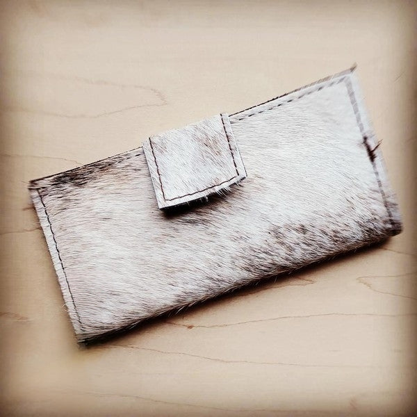 TEEK - White Hair Hide Leather Wallet in Brindle BAG TEEK FG   